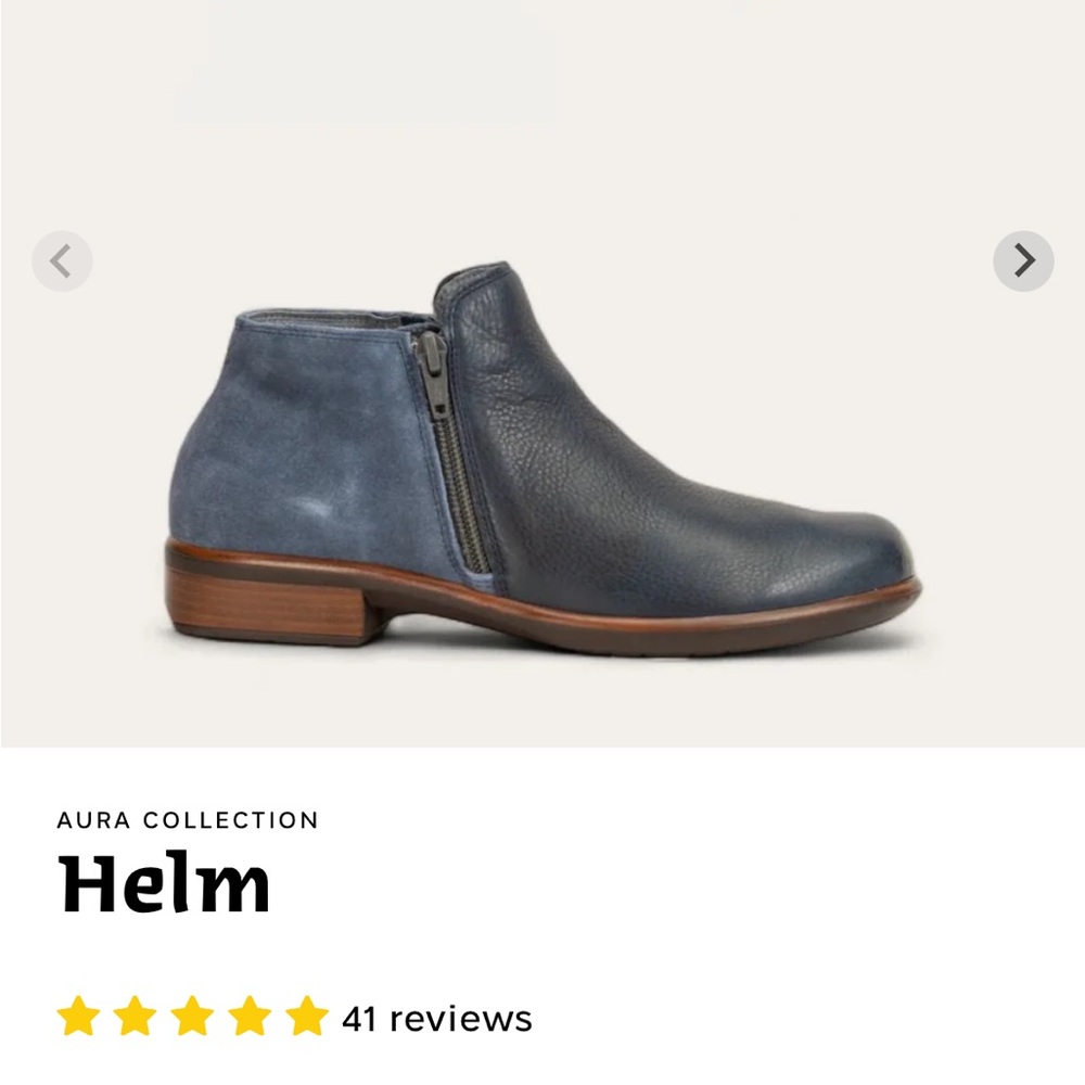 Naot Helm Blue Leather Ankle Boots with Zipper (38) - Picture 2 of 9